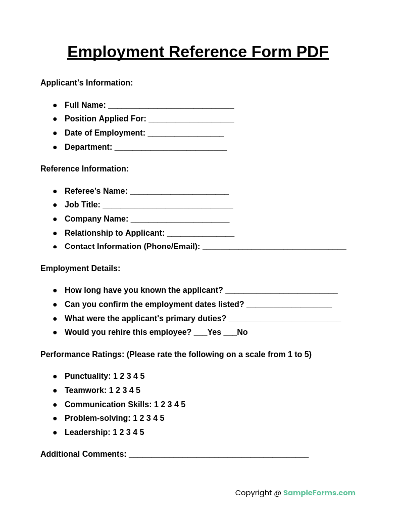 employment reference form pdf