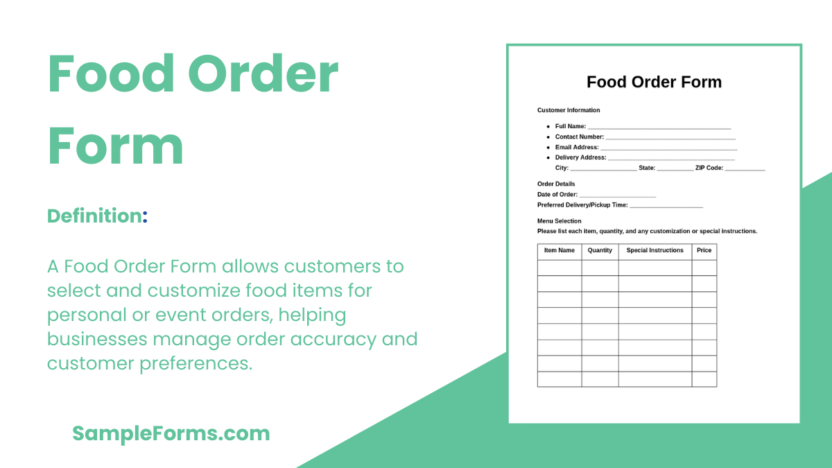 food order form