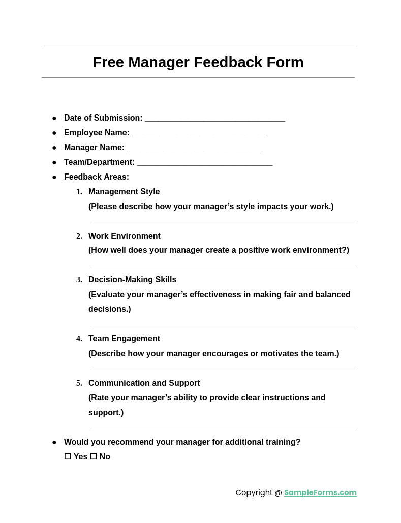 free manager feedback form