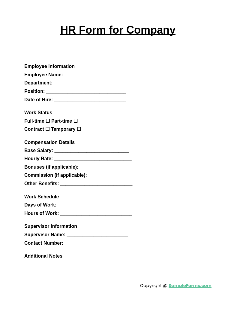 hr form for company