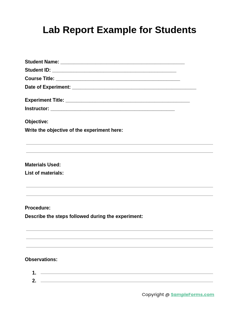 lab report example for students