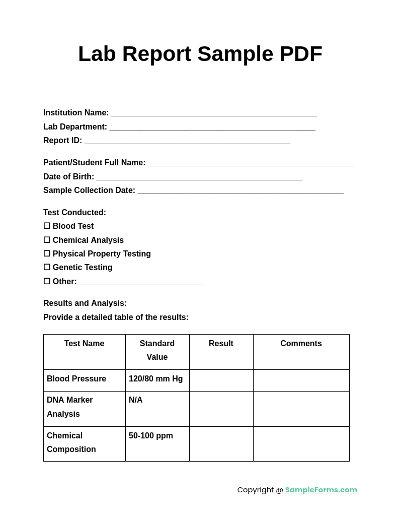 lab report sample pdf