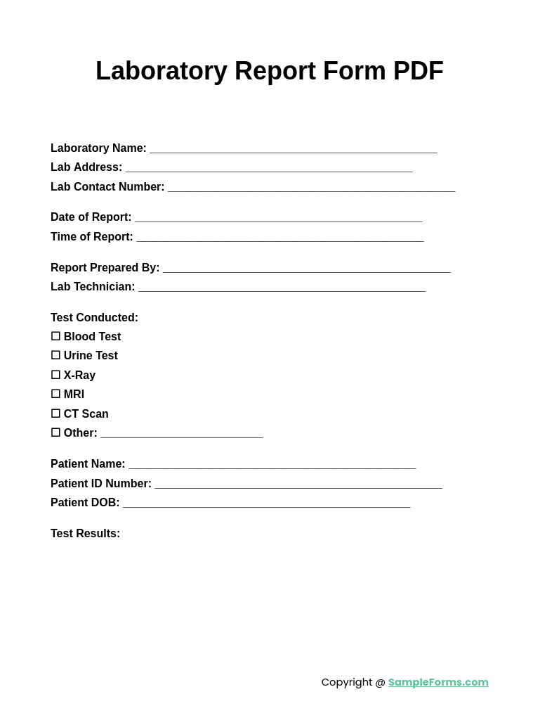 laboratory report form pdf