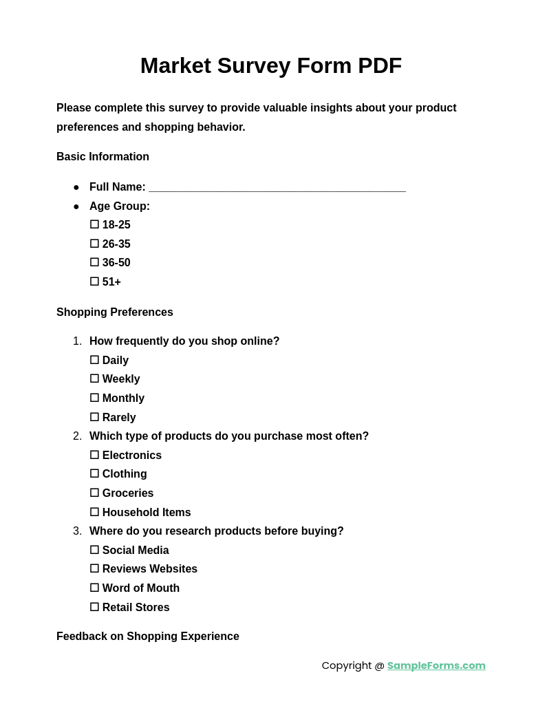 market survey forms pdf