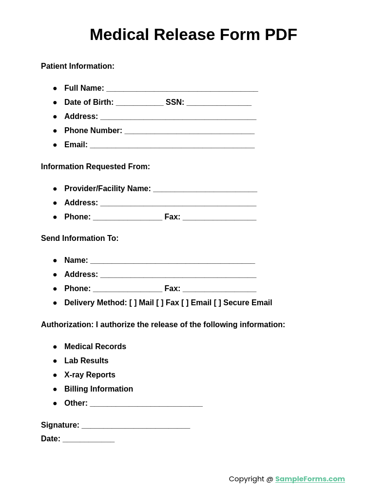 medical release form pdf