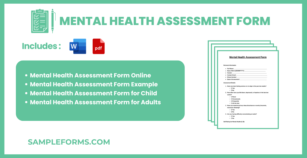 mental health assessment form bundle