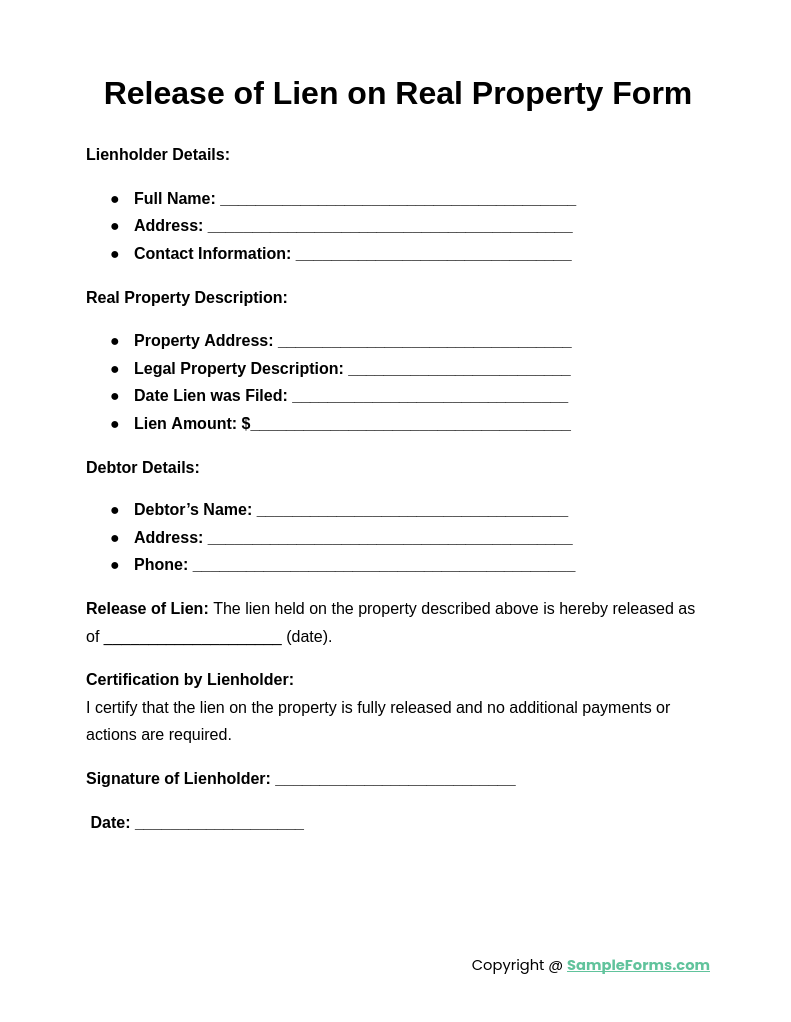 release of lien on real property form