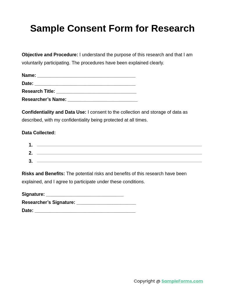 FREE 12+ Research Consent Form Samples, PDF, MS Word, Google Docs