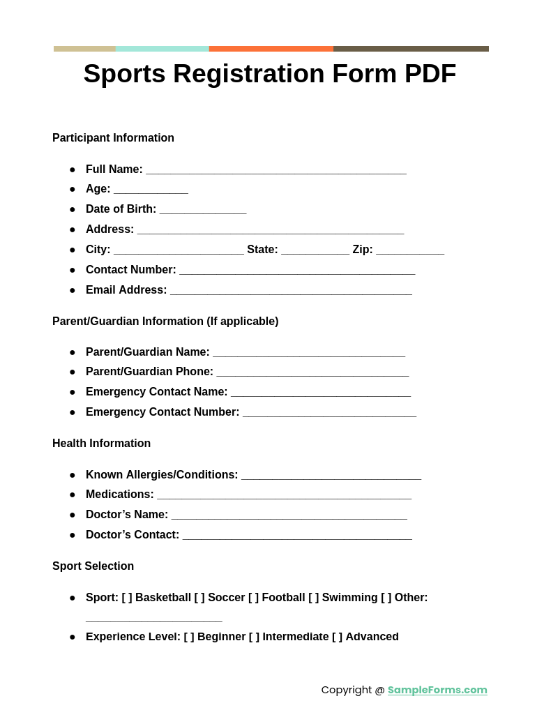 sports registration form pdf