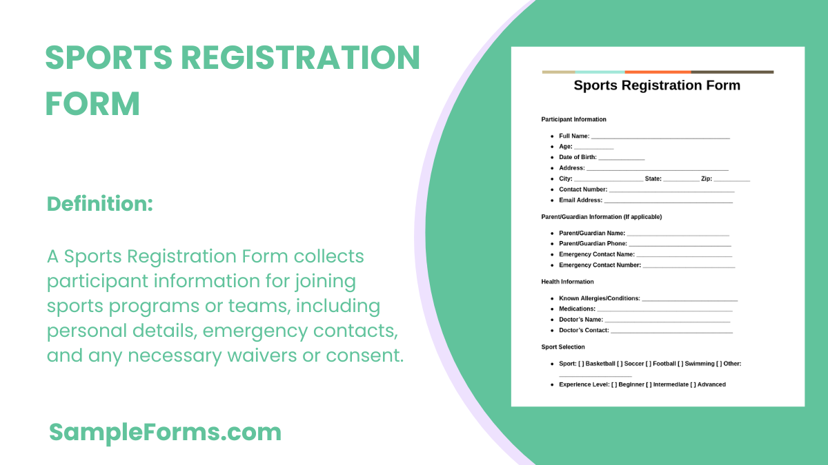 sports registration form