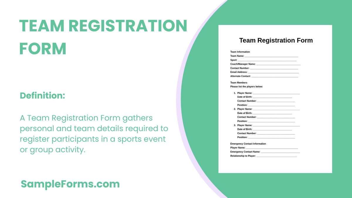 team registration form