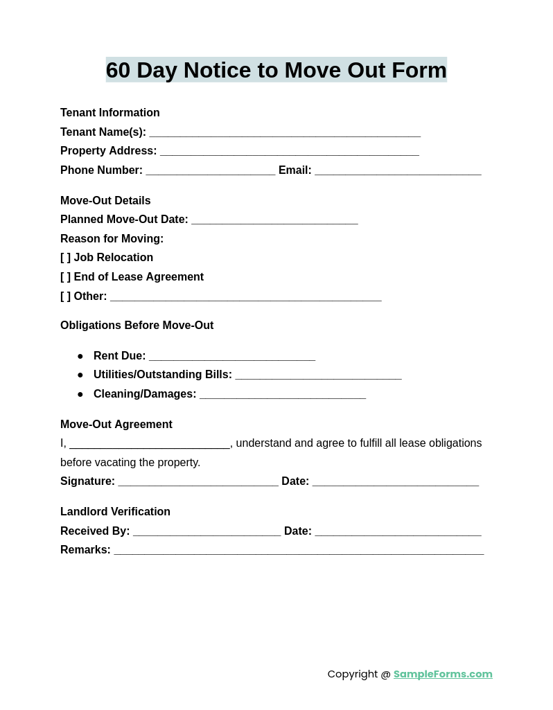 60 day notice to move out form