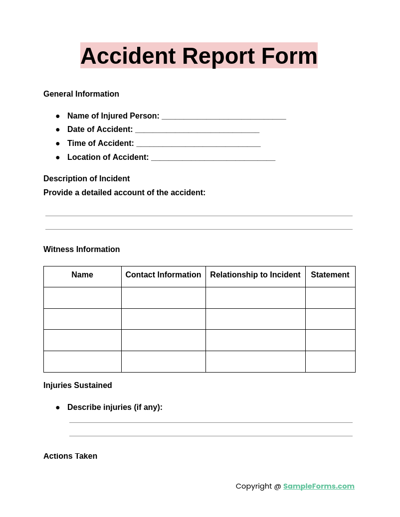 accident report form