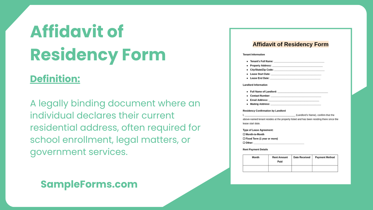 affidavit of residency form