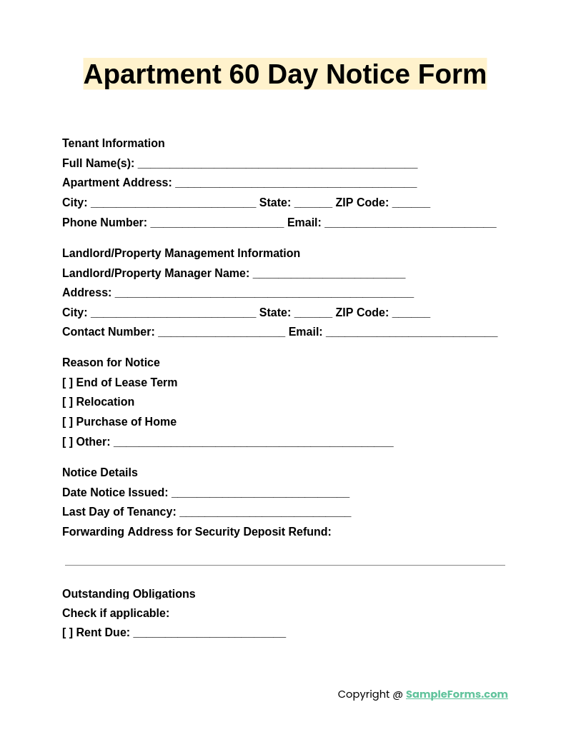 apartment 60 day notice form