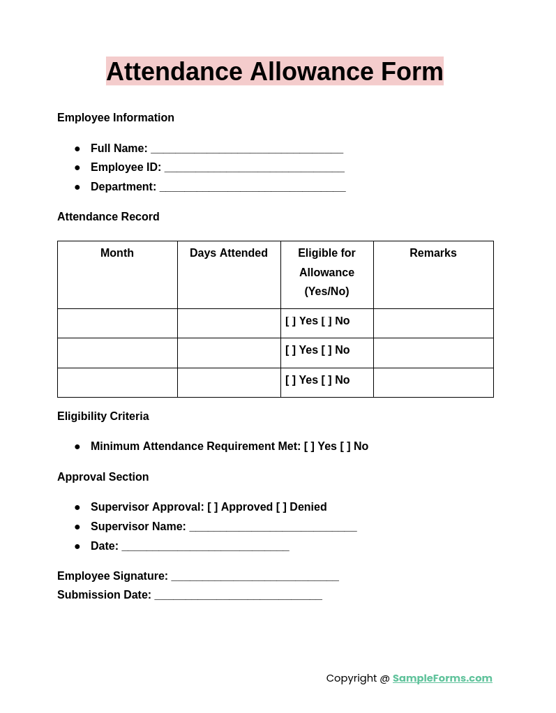 attendance allowance form