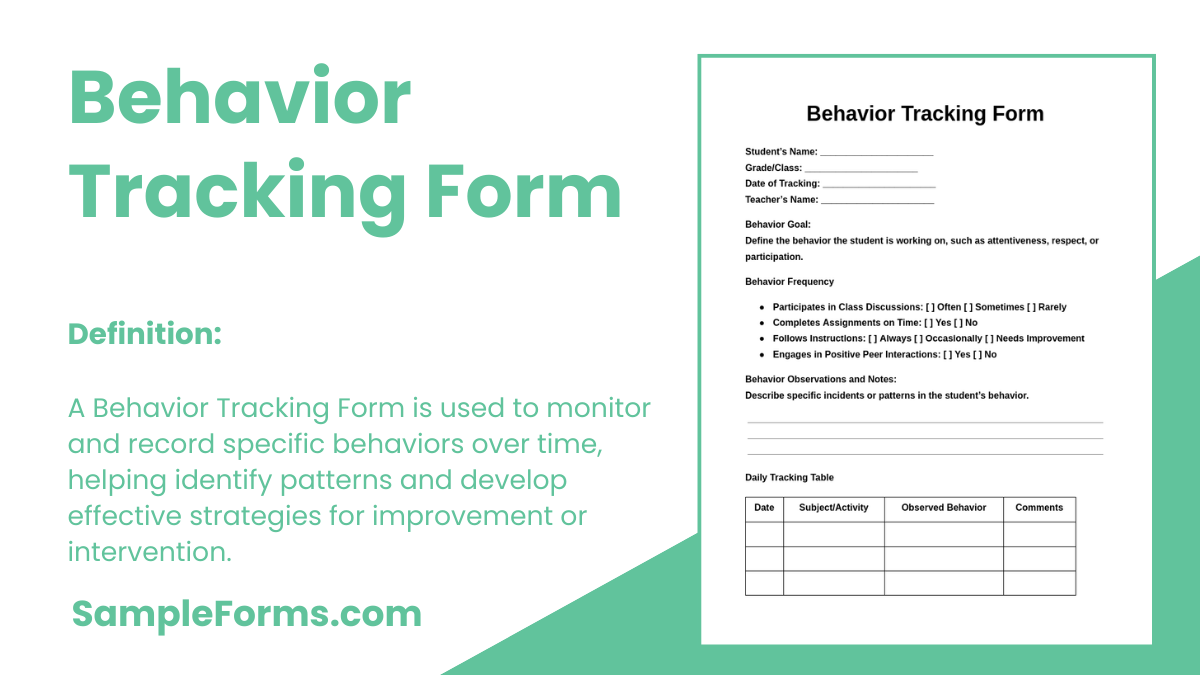 behavior tracking form