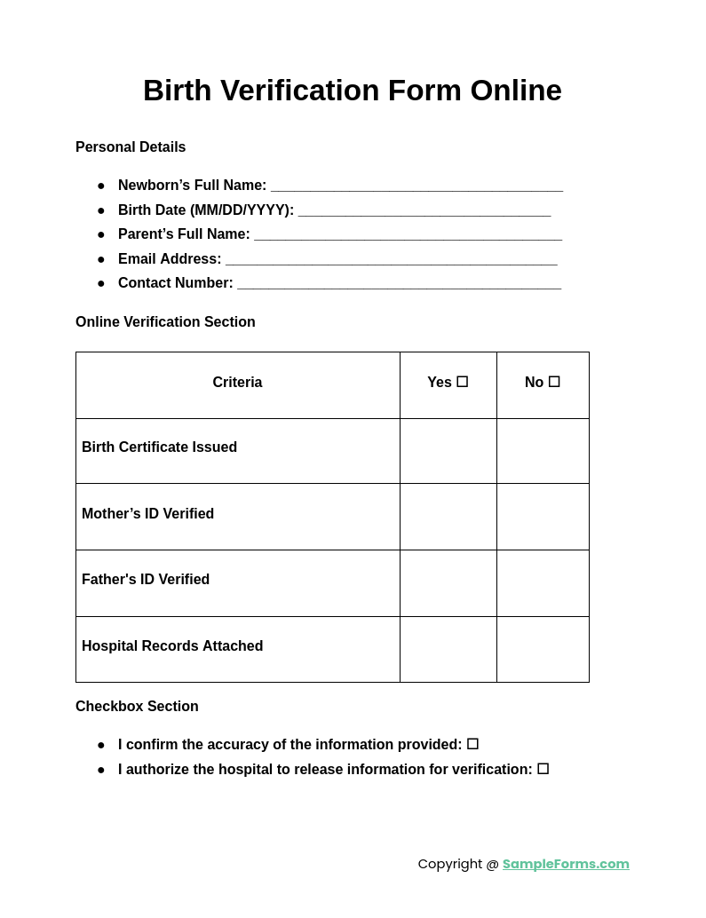 birth verification form online