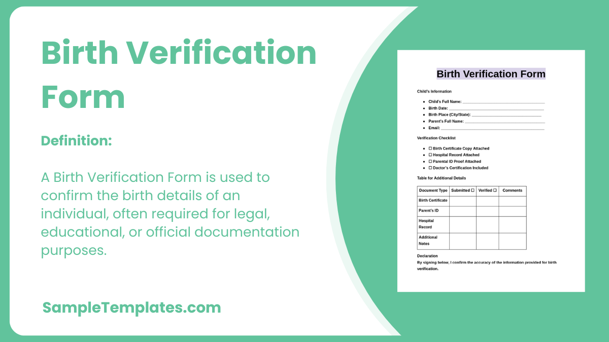 birth verification form