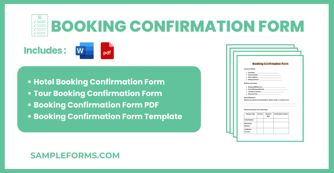 FREE 15+ Booking Confirmation Form Samples, PDF, MS Word, Google Docs