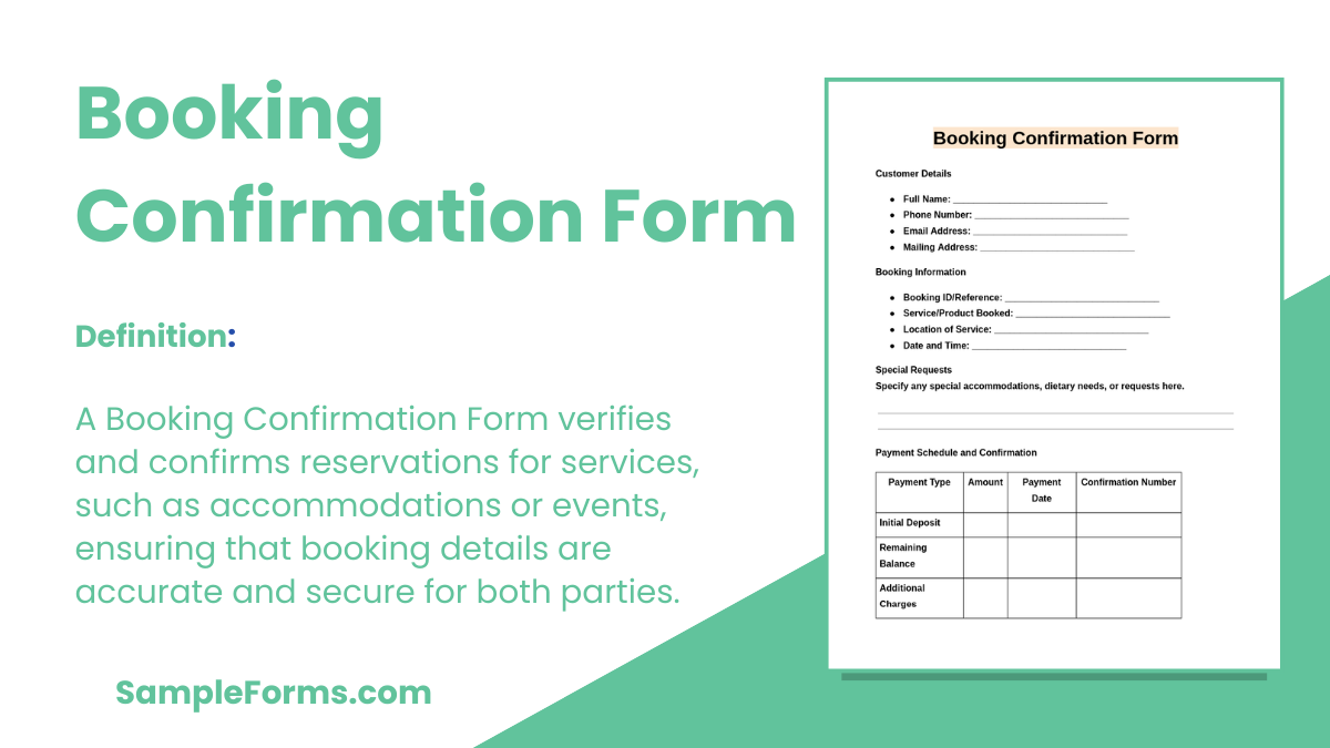 booking confirmation form