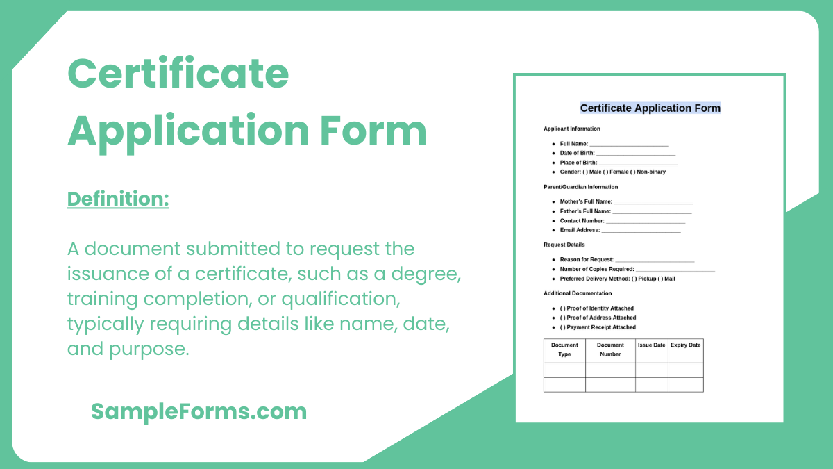 certificate application form