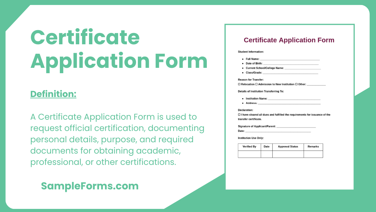 certificate applications form