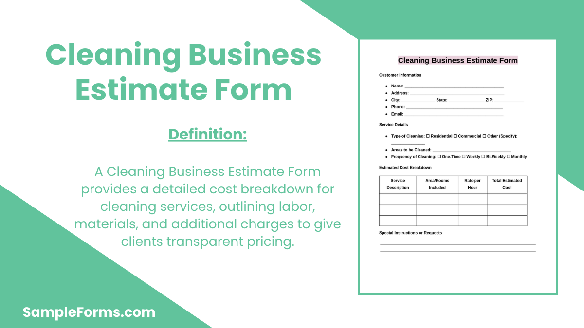 cleaning business estimate form