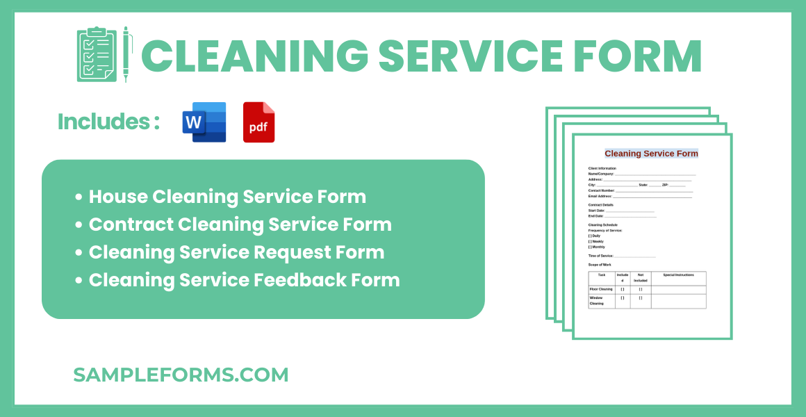 FREE 11+ Cleaning Service Form Samples, PDF, MS Word, Google Docs