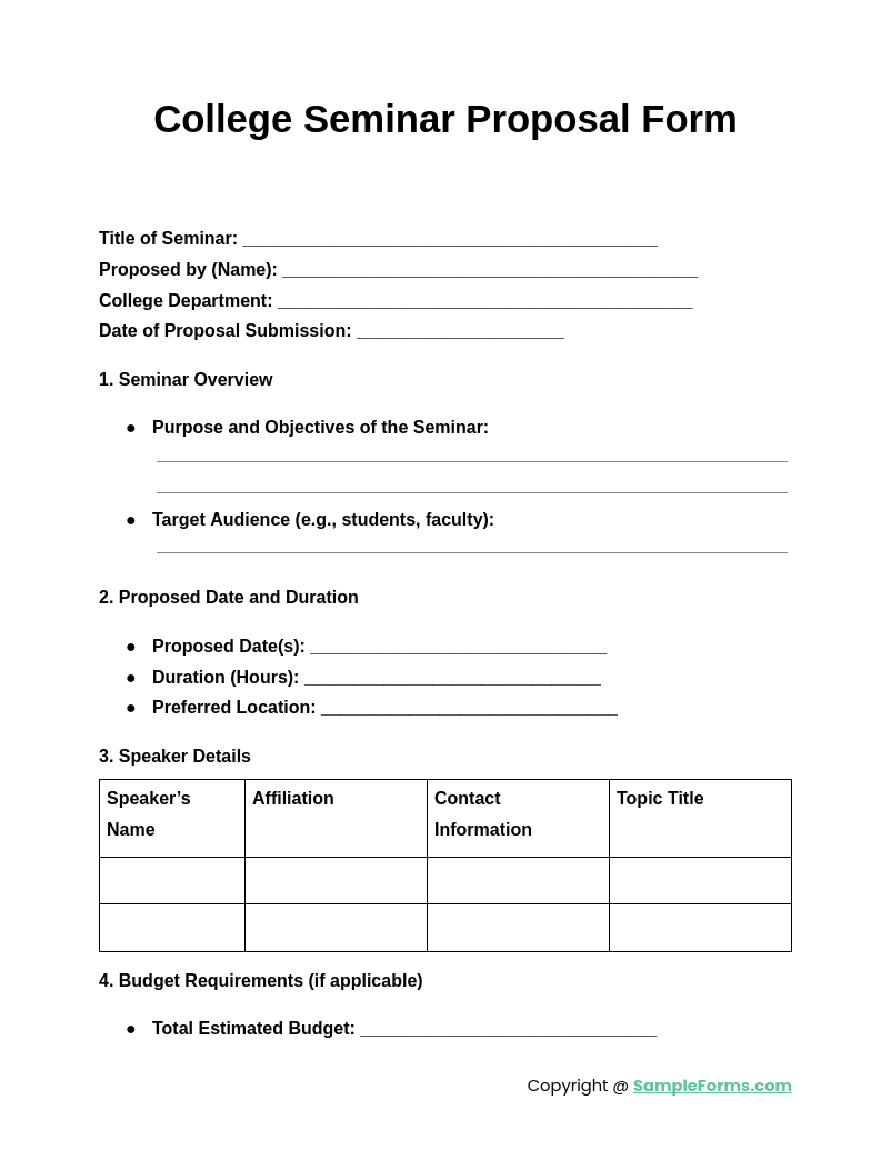 college seminar proposal form