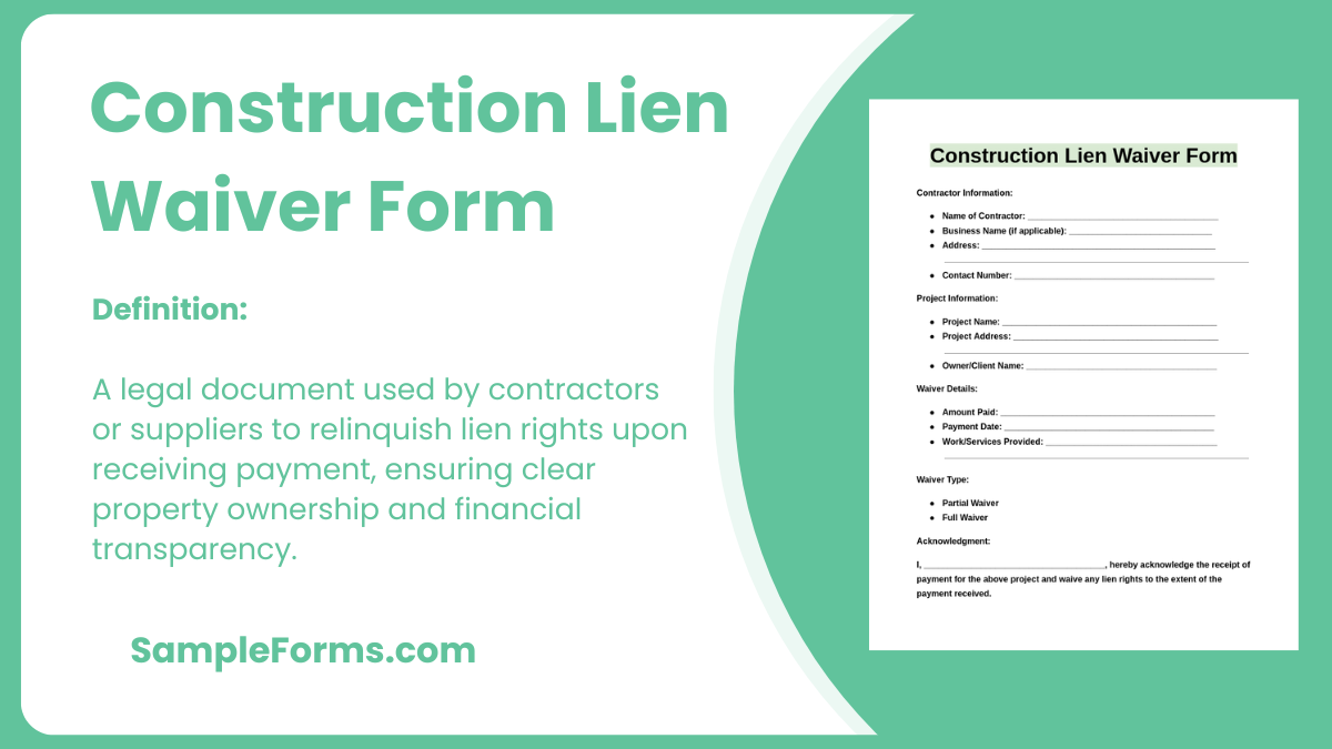 construction lien waiver form