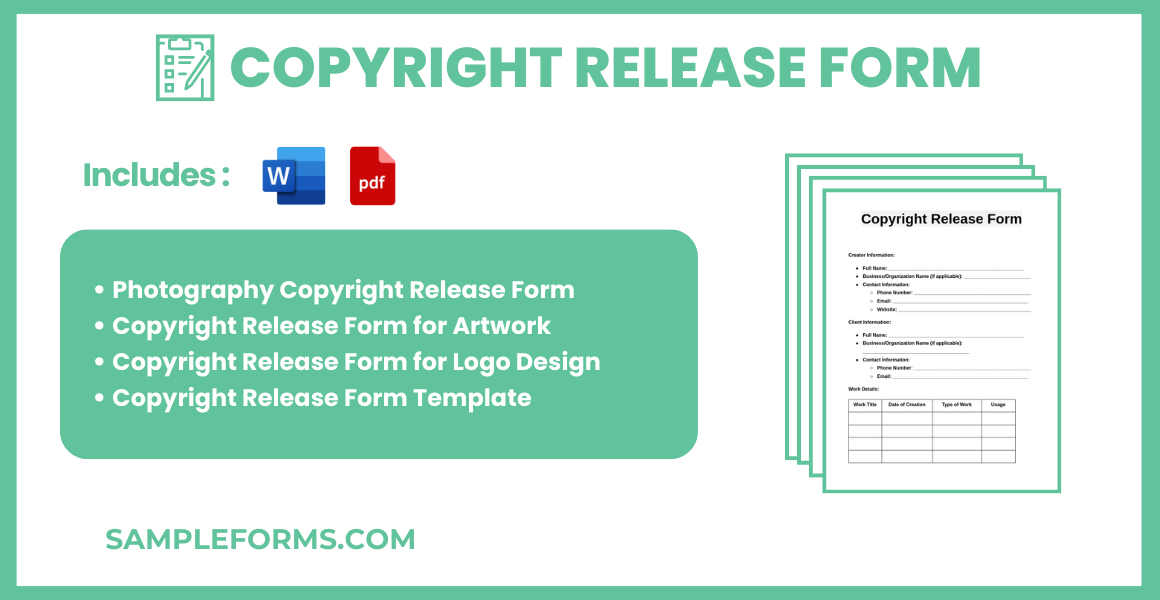 FREE 11+ Copyright Release Form Samples, PDF, MS Word, Google Docs