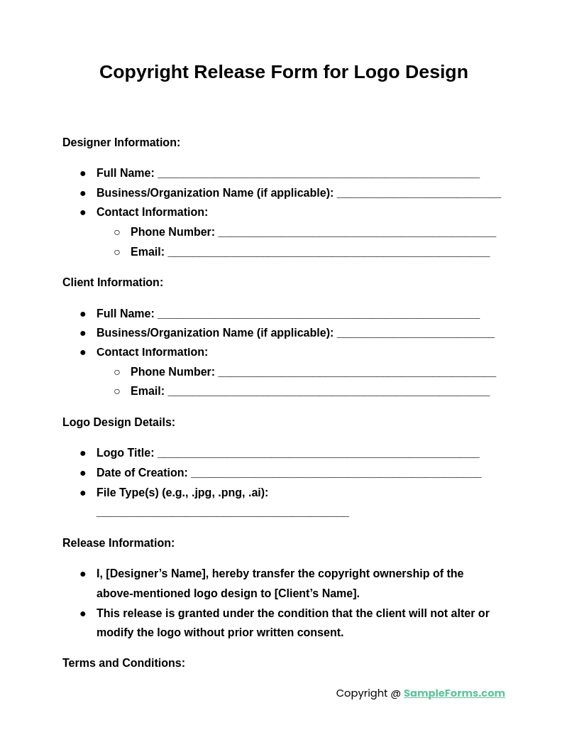 FREE 11  Copyright Release Form Samples PDF MS Word Google Docs