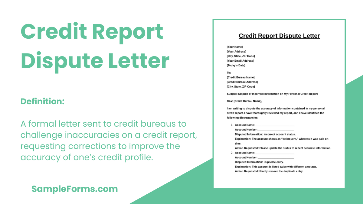 credit report dispute letter