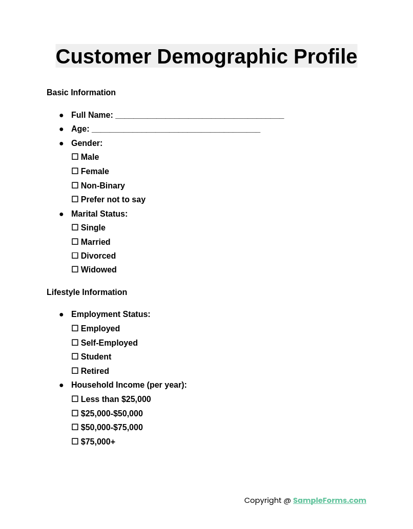 customer demographic profile