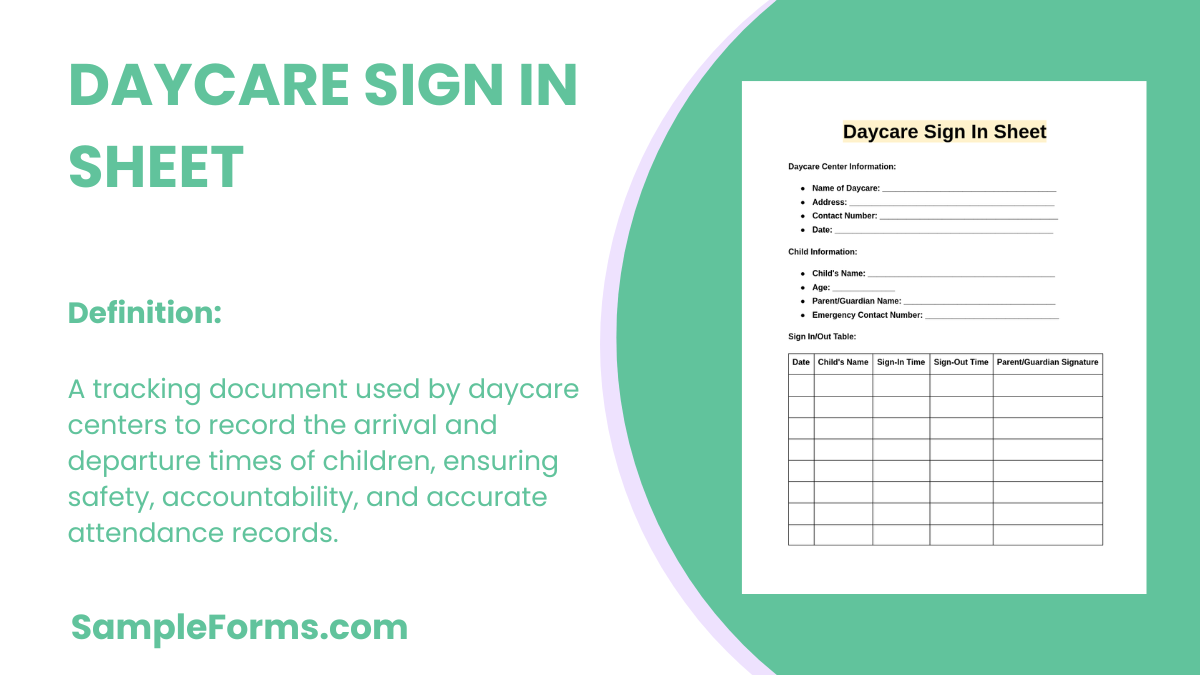 daycare sign in sheet