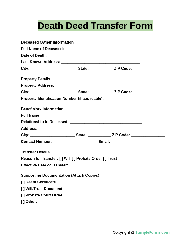 death deed transfer form