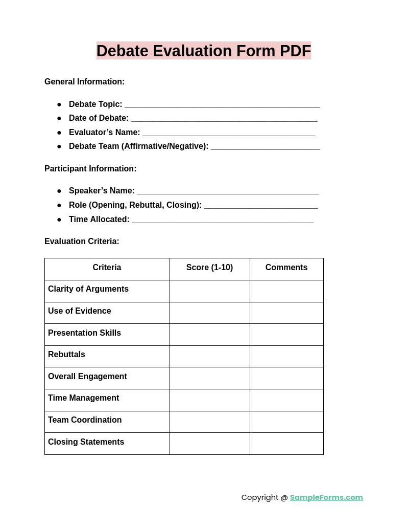 debate evaluation form pdf