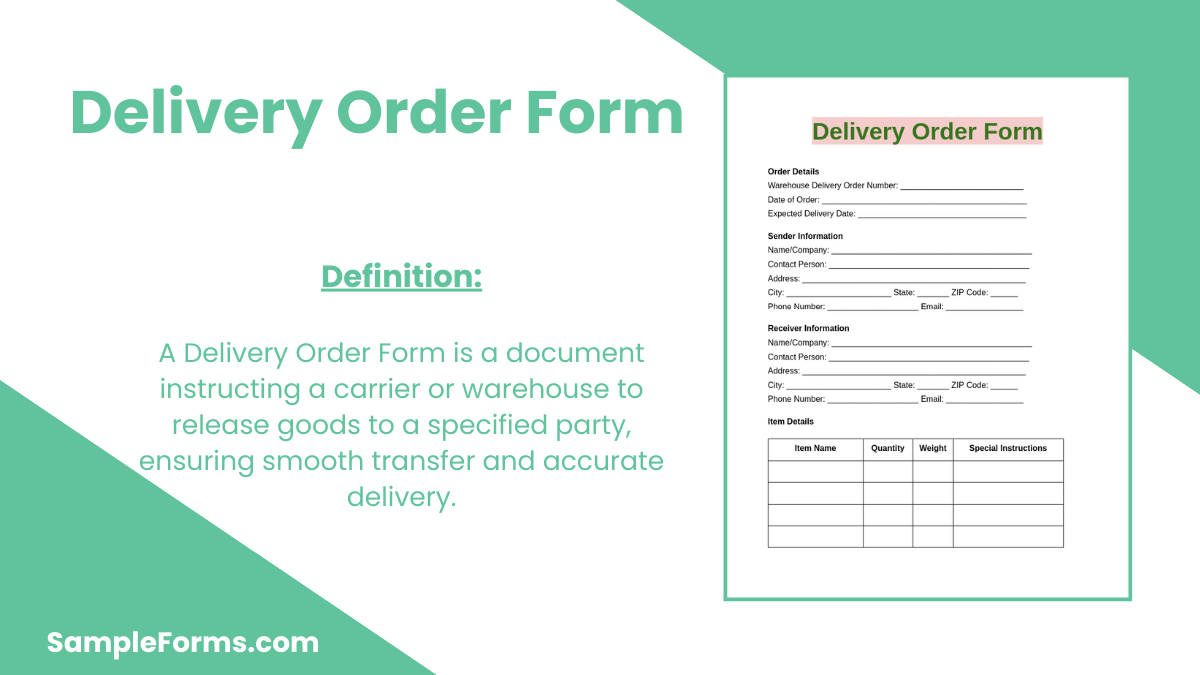 delivery order form