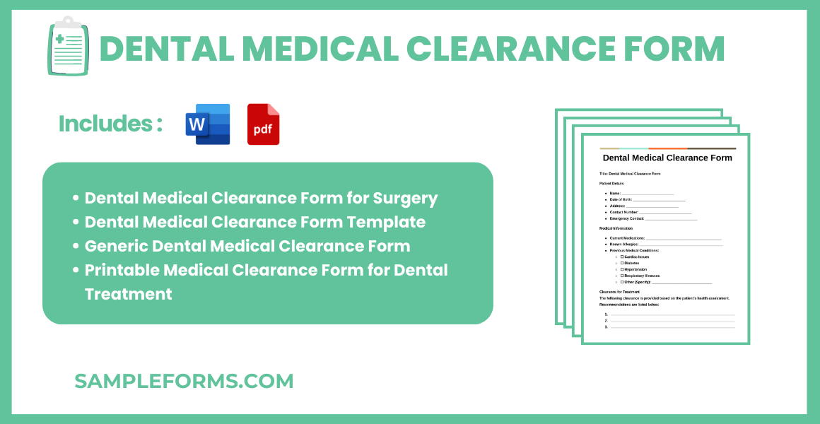 FREE 18+ Dental Medical Clearance Form Samples, PDF, MS Word, Google Docs
