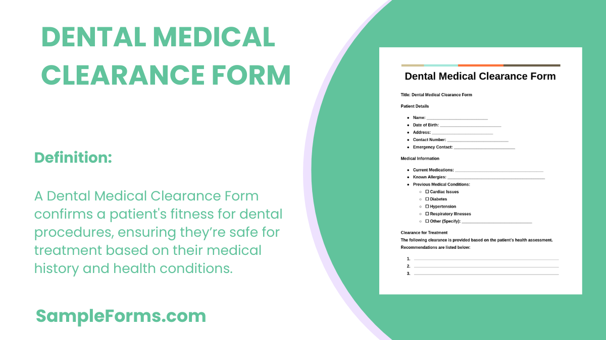 dental medical clearance form