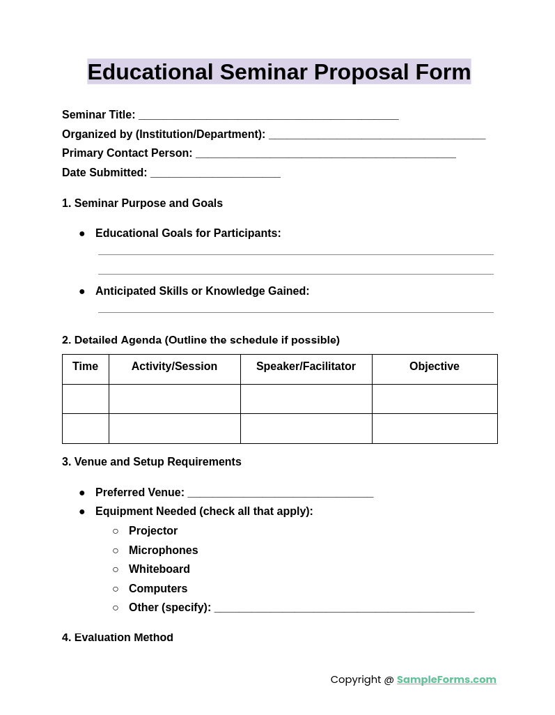 educational seminar proposal form