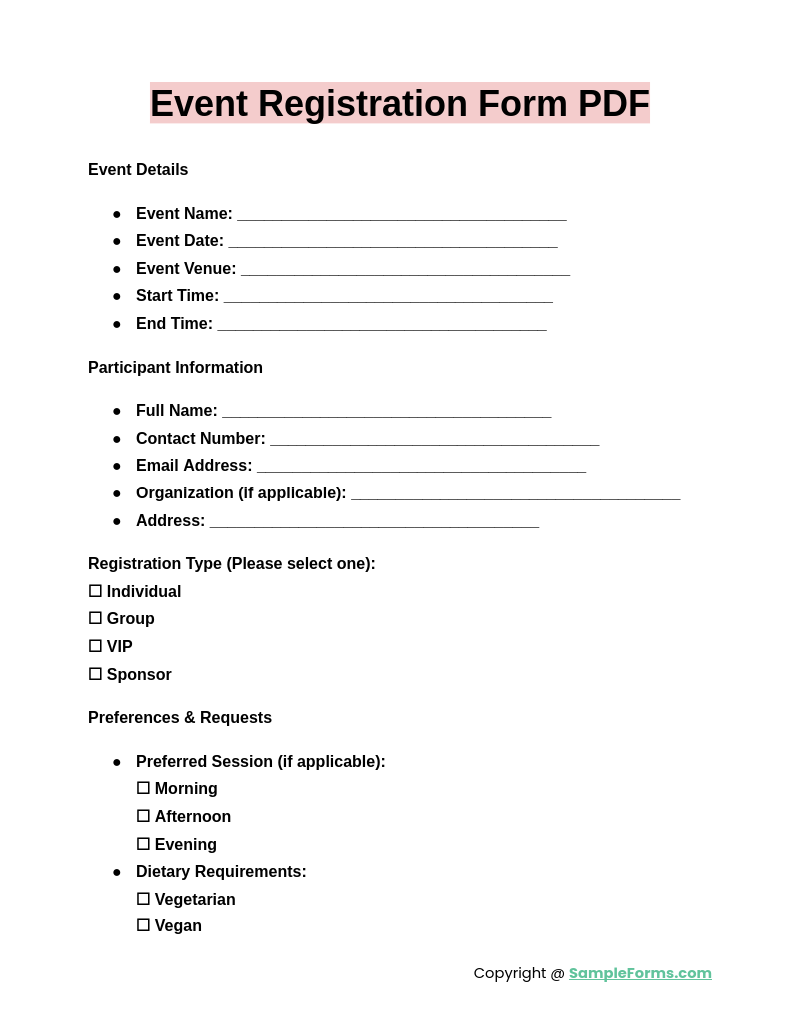 event registration form pdf