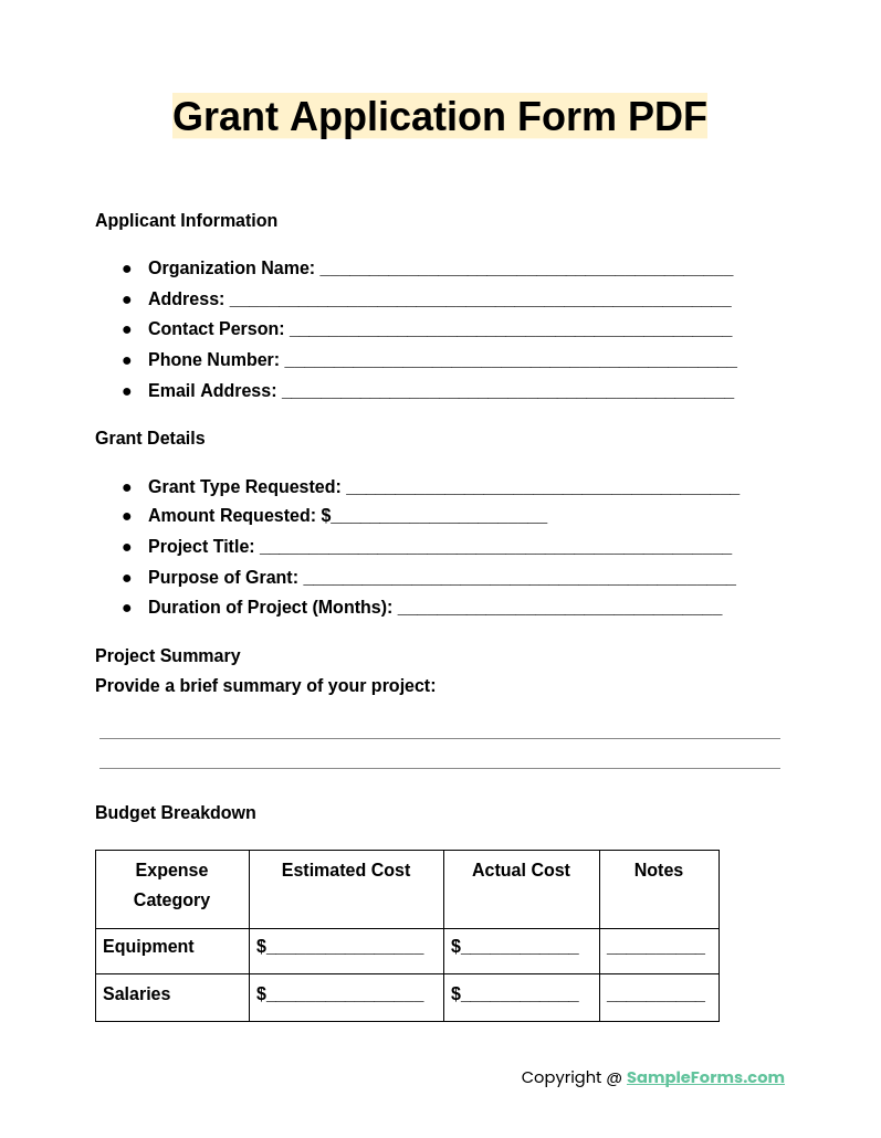 grant application form pdf