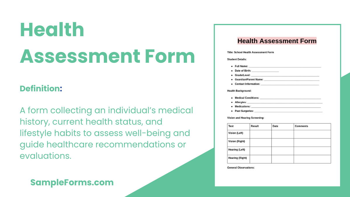 health assessment form