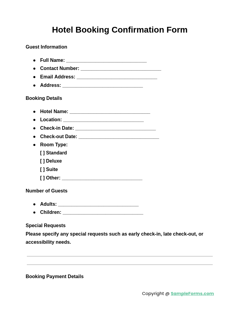 FREE 15+ Booking Confirmation Form Samples, PDF, MS Word, Google Docs