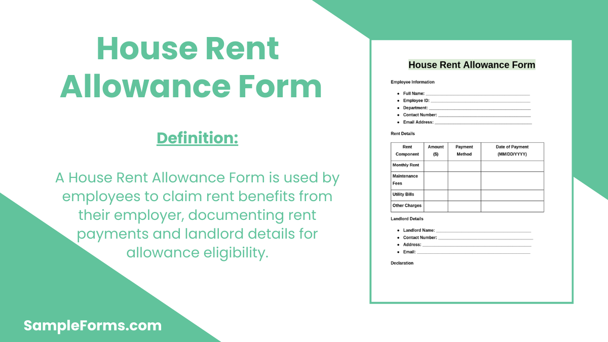 house rent allowance form