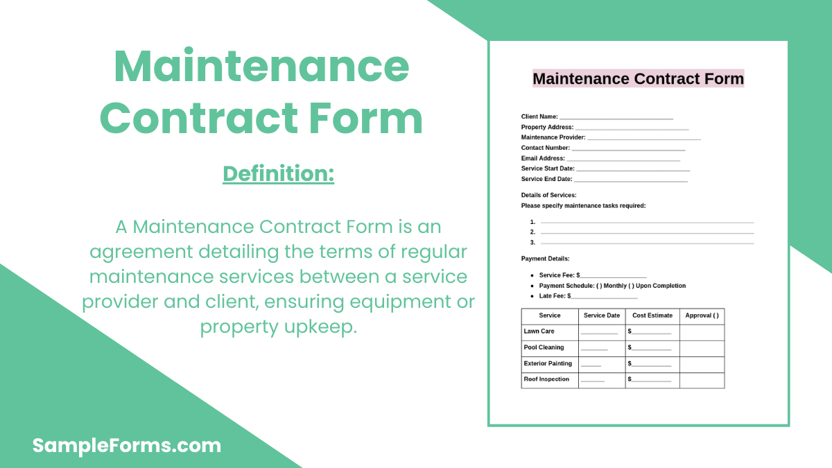 maintenance contract form