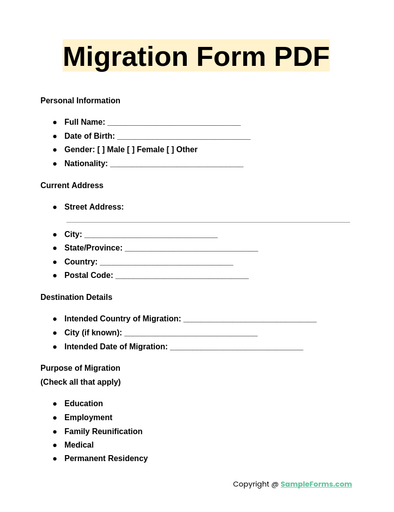 migration form pdf