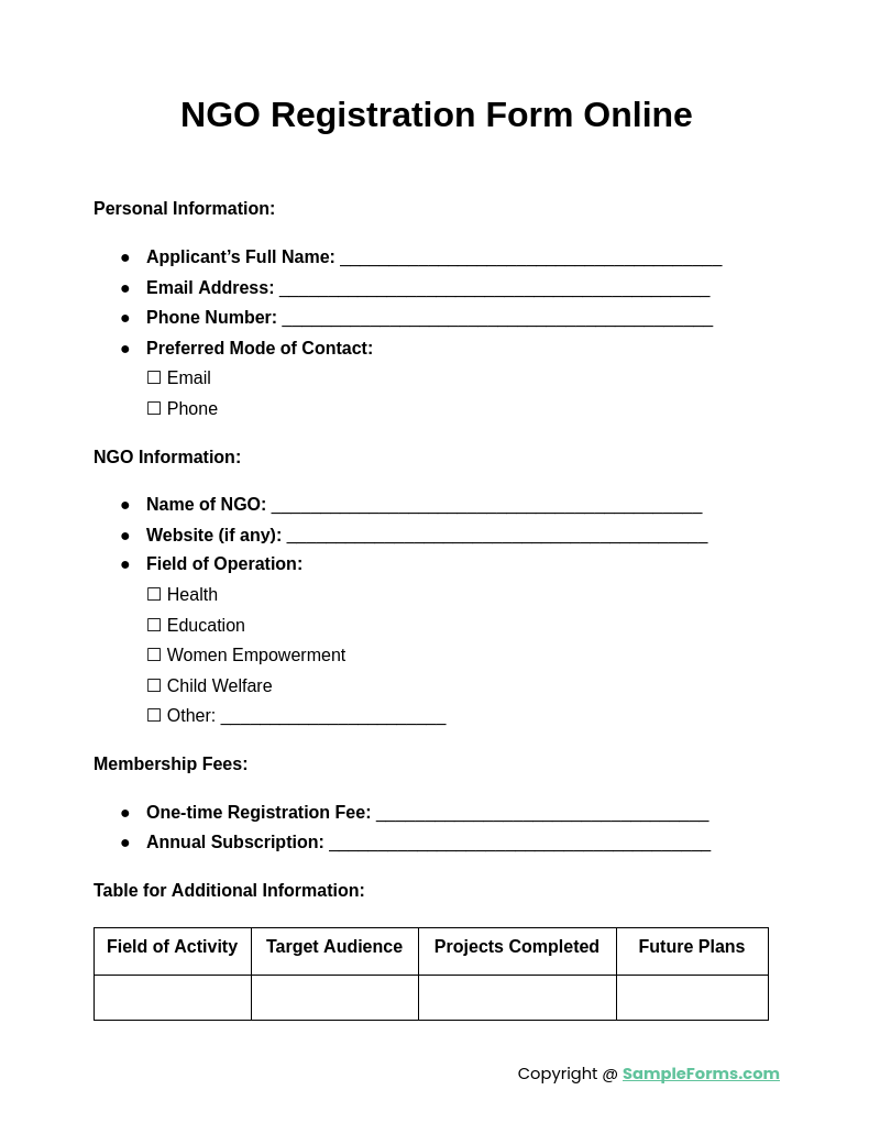 ngo registration form online